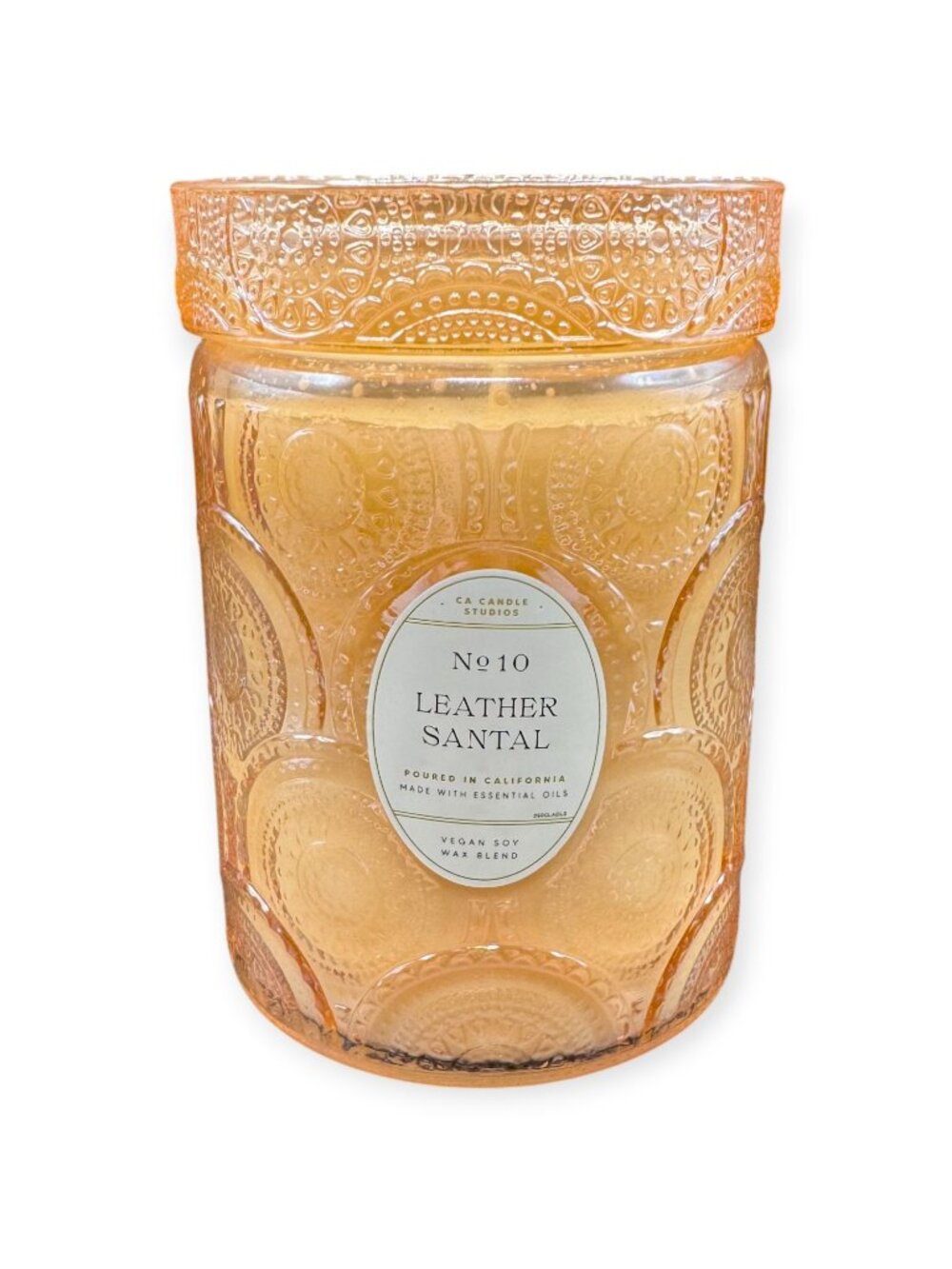 Leoben Company Leather Santal Vegan Soy Wax Blend Candle, 18 Oz